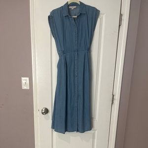 Chambray Midi Pocket Shirtdress